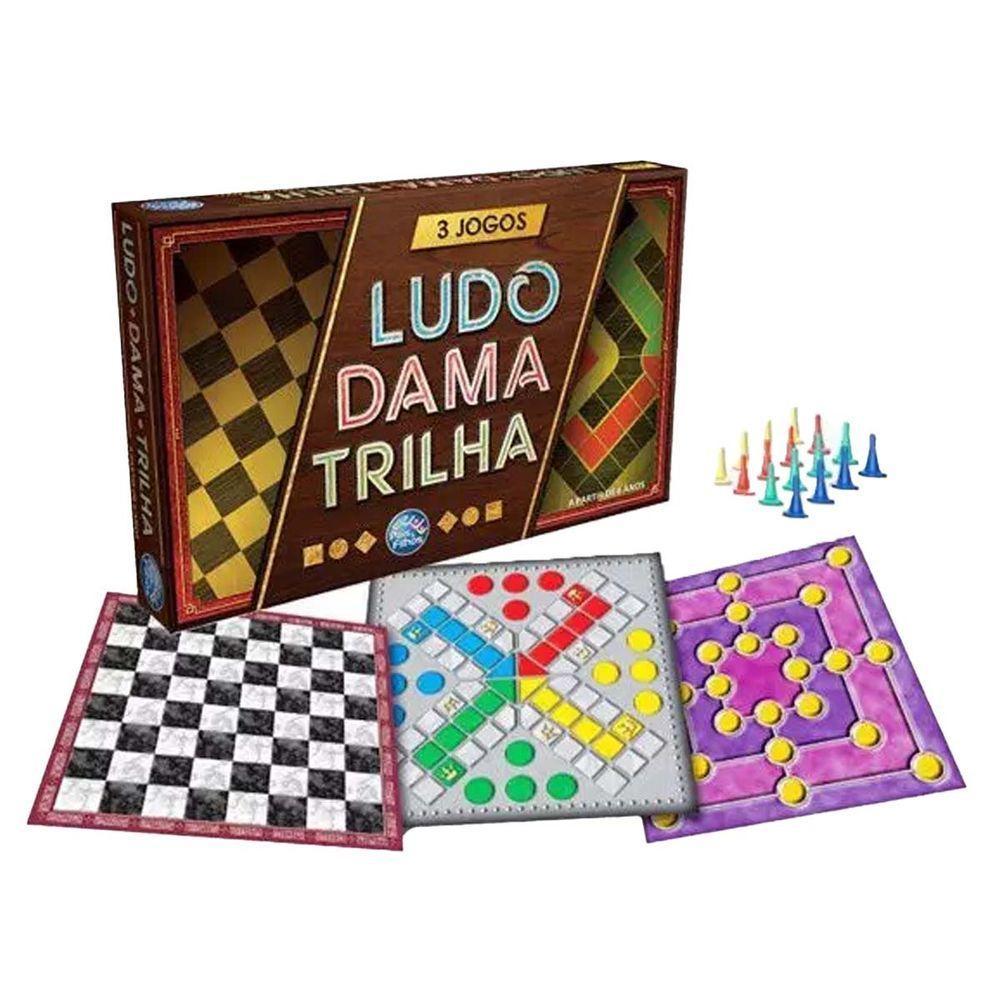 Jogo De Tabuleiro Ludo Dama E Trilha - 3 Jogos - 3