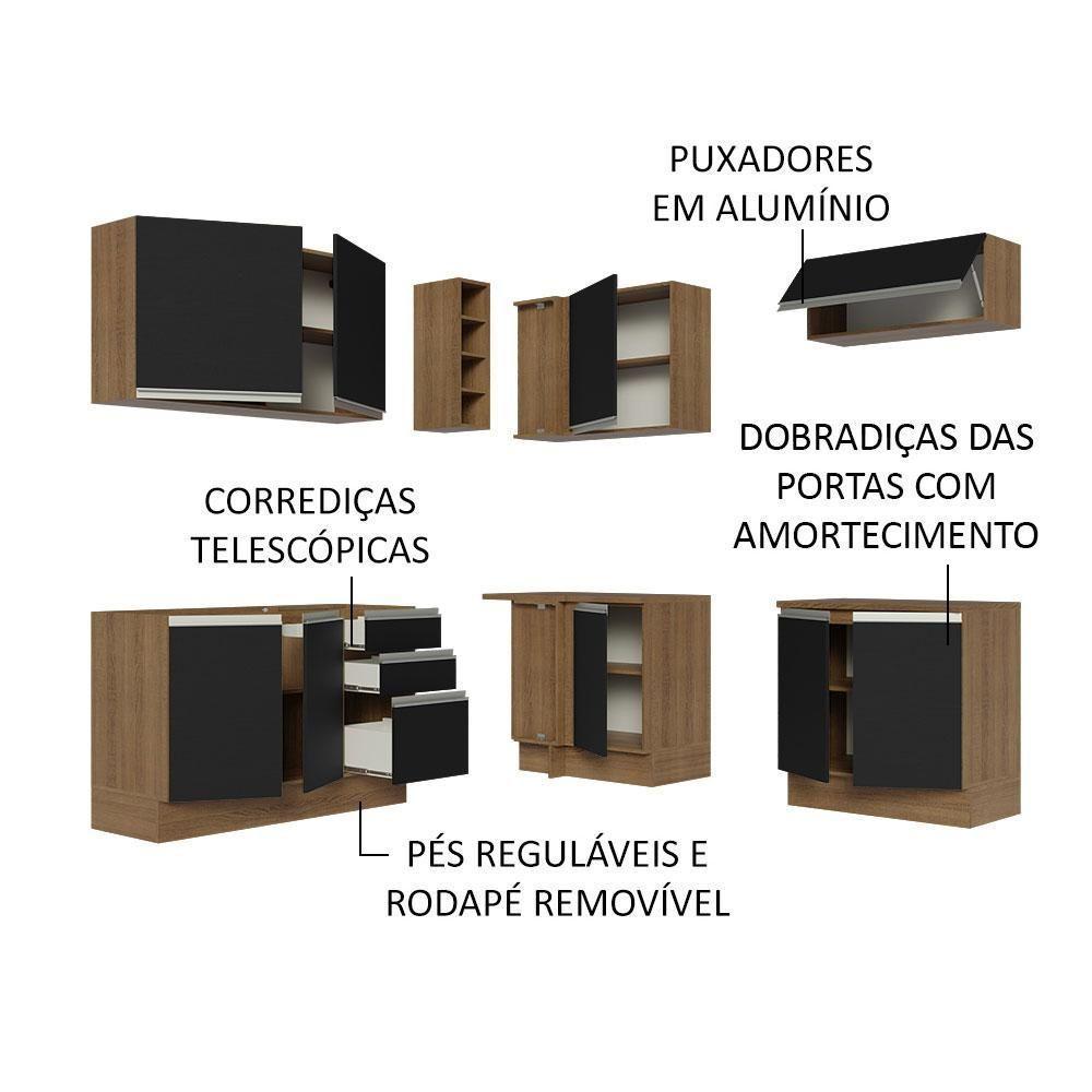 Cozinha Completa 349003 Com Armário E Balcão Rustic/Preto - 8
