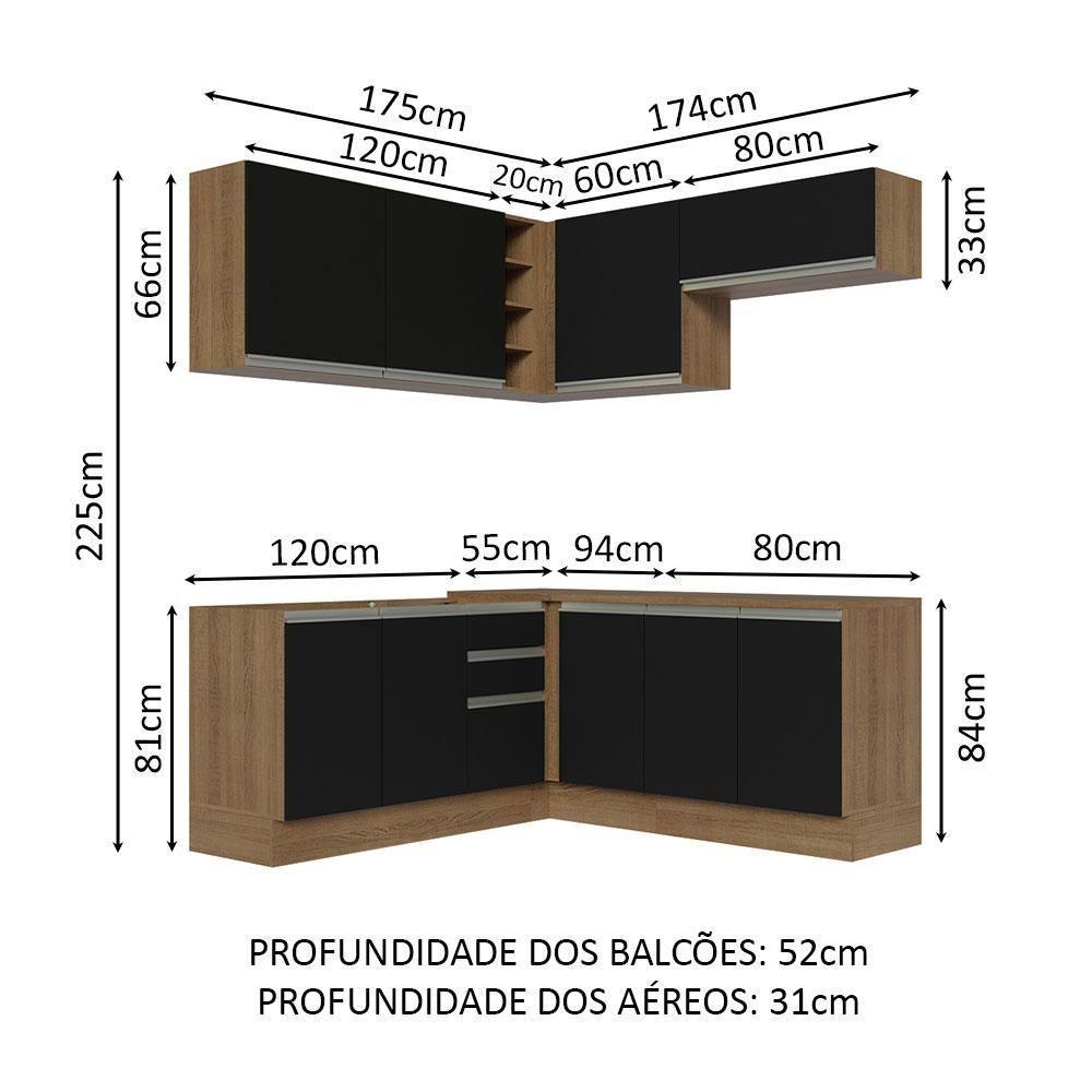 Cozinha Completa 349003 Com Armário E Balcão Rustic/Preto - 9