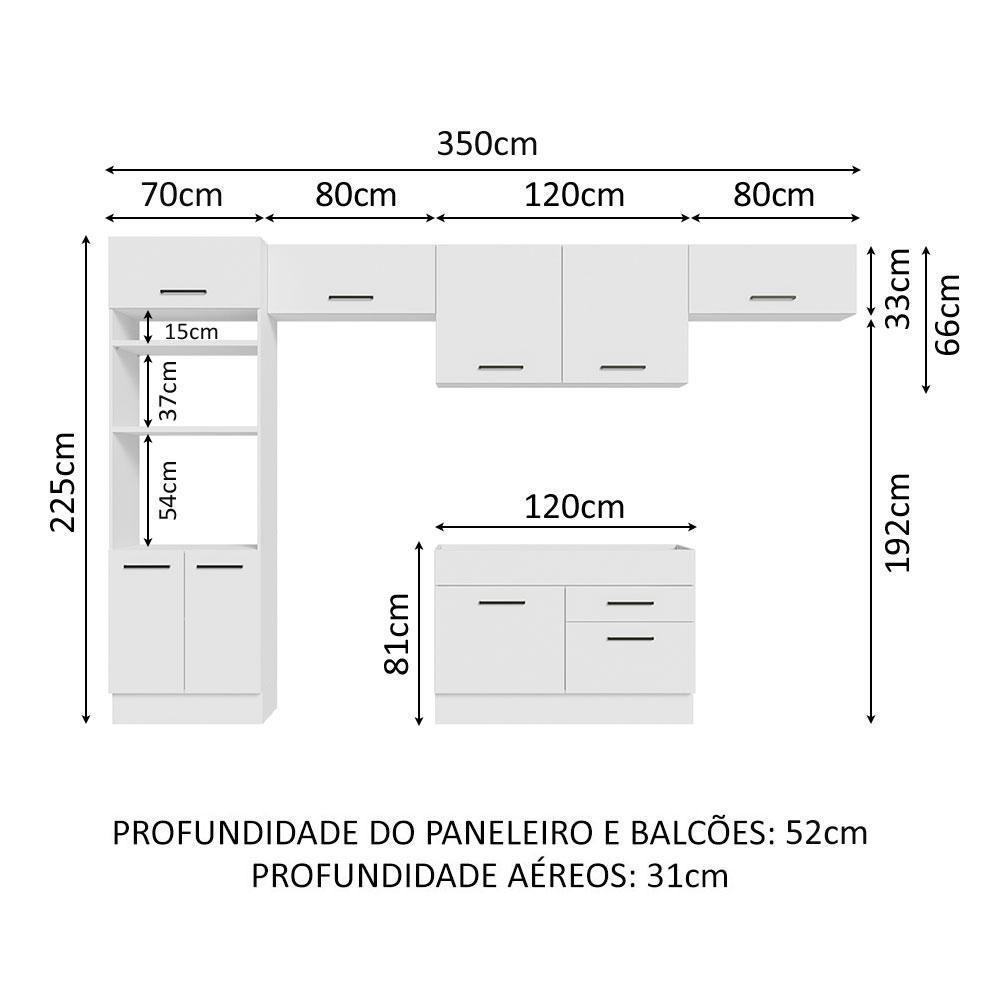 Cozinha Completa 350001 Com Armário E Balcão Branco Branco - 9