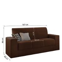 Conjunto De Sofá 2 E 3 Lugares Leon Veludo Mamflex Marrom - 2