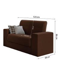 Conjunto De Sofá 2 E 3 Lugares Leon Veludo Mamflex Marrom - 3