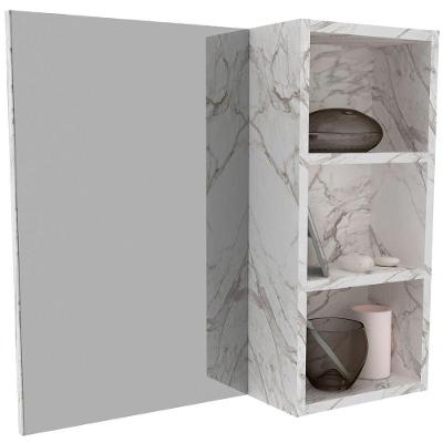 Espelheira Para Banheiro 60 Cm 3 Nichos Valente Mármore Branco