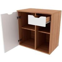 Gabinete De Banheiro 60 Cm 1 Porta Com Cuba Romana Amêndoa/branco - 3