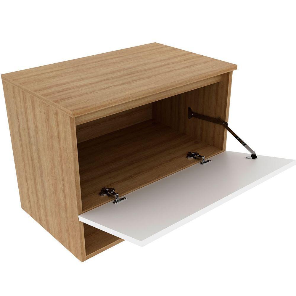 Gabinete De Banheiro 60 Cm 1 Porta E Nicho Valente Amêndoa/branco - 3