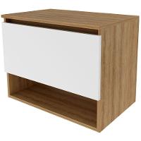 Gabinete De Banheiro 60 Cm 1 Porta E Nicho Valente Amêndoa/branco - 1