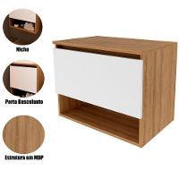 Gabinete De Banheiro 60 Cm 1 Porta E Nicho Valente Amêndoa/branco - 2