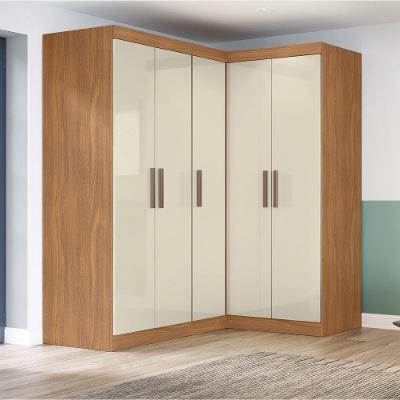 Guarda Roupas Modulado De Canto Madrid Com 5 Portas Maxel Madeirado/off White
