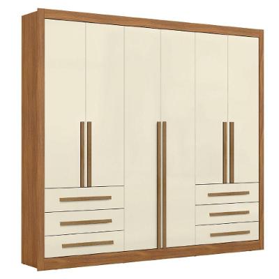 Guarda Roupas Casal 6 Portas 6 Gavetas Lotus Maxel Madeirado/off White