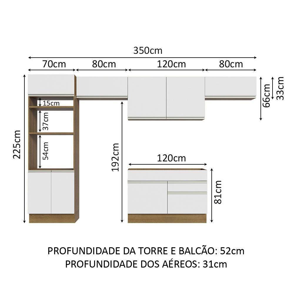 Cozinha Completa 350001 Com Armário E Balcão Rustic/branco - 9