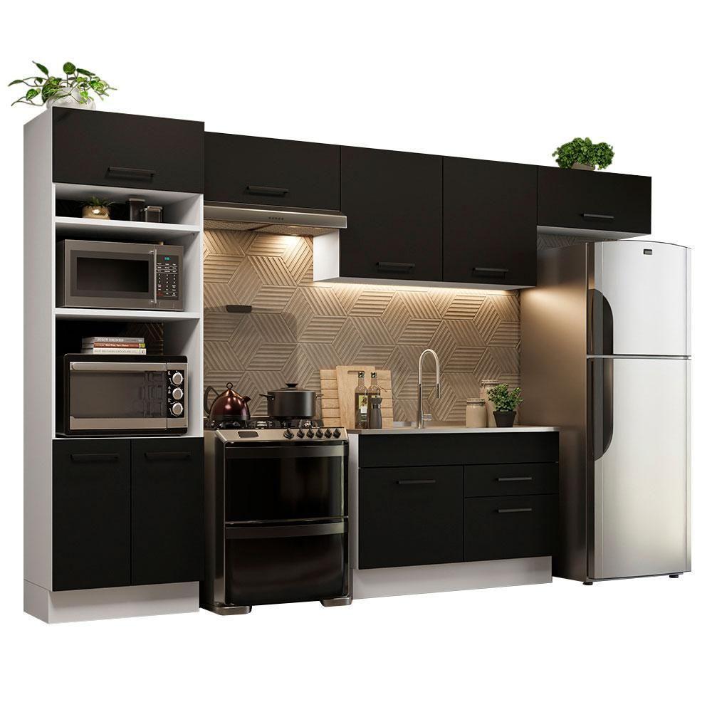 Cozinha Completa 350001 Com Armário E Balcão Branco/Preto - 10
