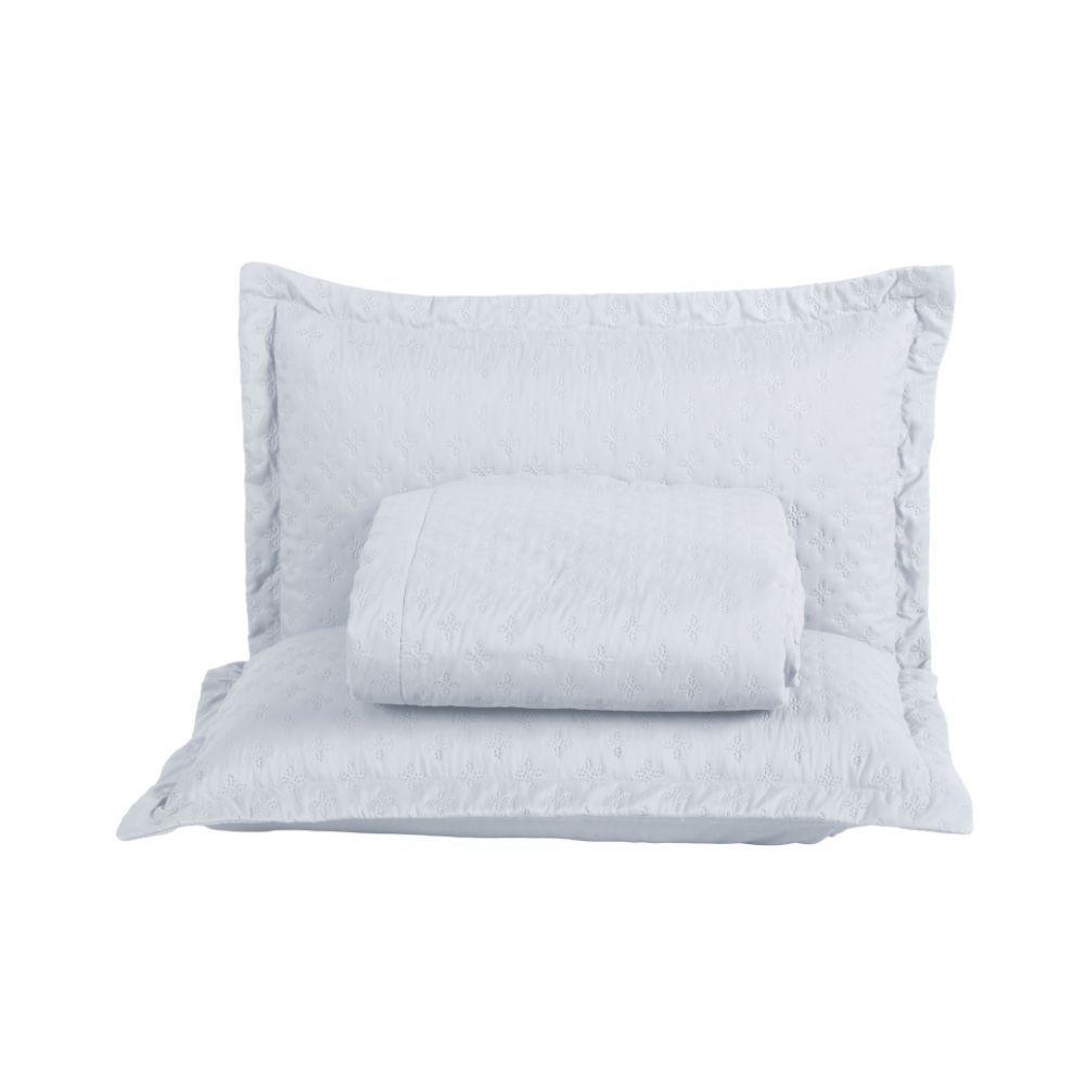 Kit Cobre Leito Colcha Select Queen 3 Peças Matelado Dupla Face Microfibra - Branco - 100% Poliéster - 8