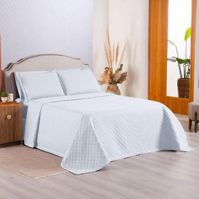 Kit Cobre Leito Colcha Select Queen 3 Peças Matelado Dupla Face Microfibra - Branco - 100% Poliéster