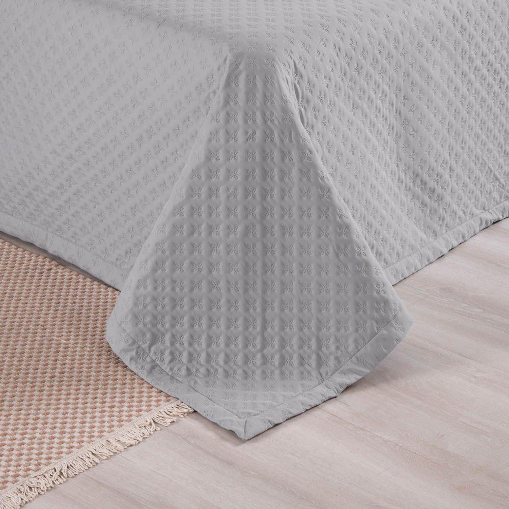 Kit Cobre Leito Colcha Select Casal 3 Peças Matelado Dupla Face Microfibra - Cinza - 100% Poliéster - 4