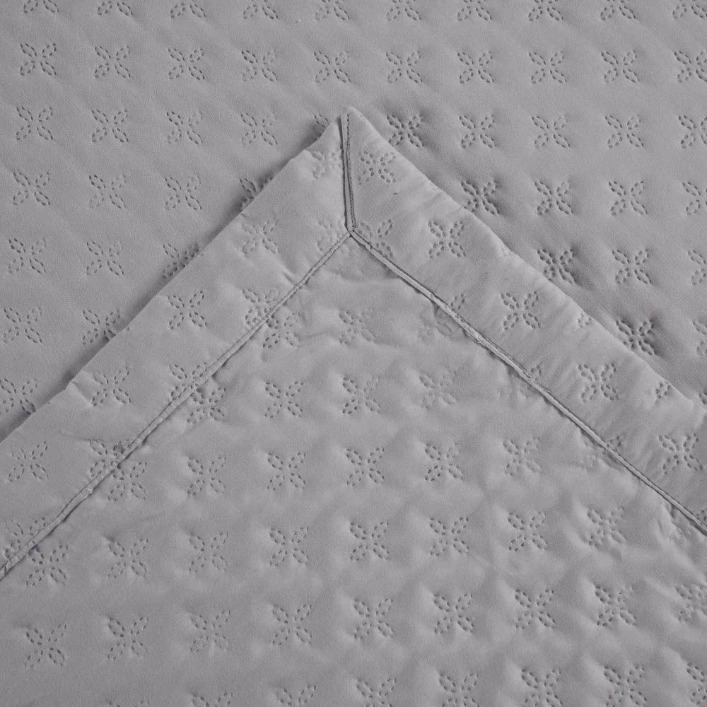 Kit Cobre Leito Colcha Select Casal 3 Peças Matelado Dupla Face Microfibra - Cinza - 100% Poliéster - 7