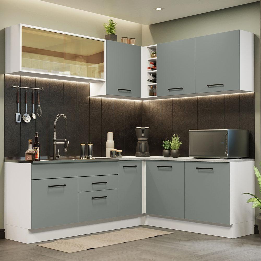 Cozinha Completa 389001 Com Armário E Balcão Branco/Cinza - 1