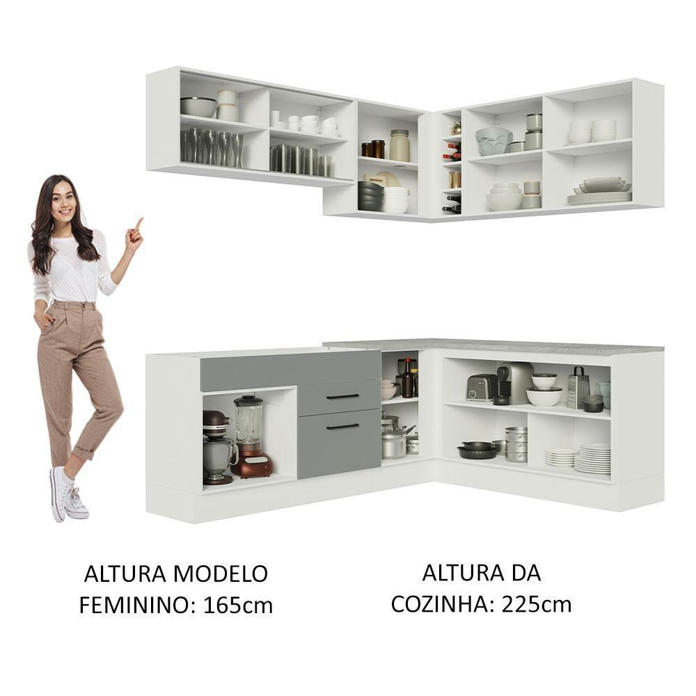Cozinha Completa 389001 Com Armário E Balcão Branco/Cinza - 7