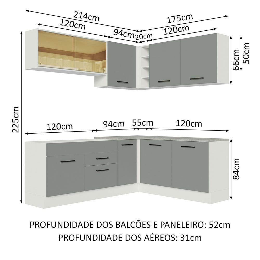 Cozinha Completa 389001 Com Armário E Balcão Branco/Cinza - 10