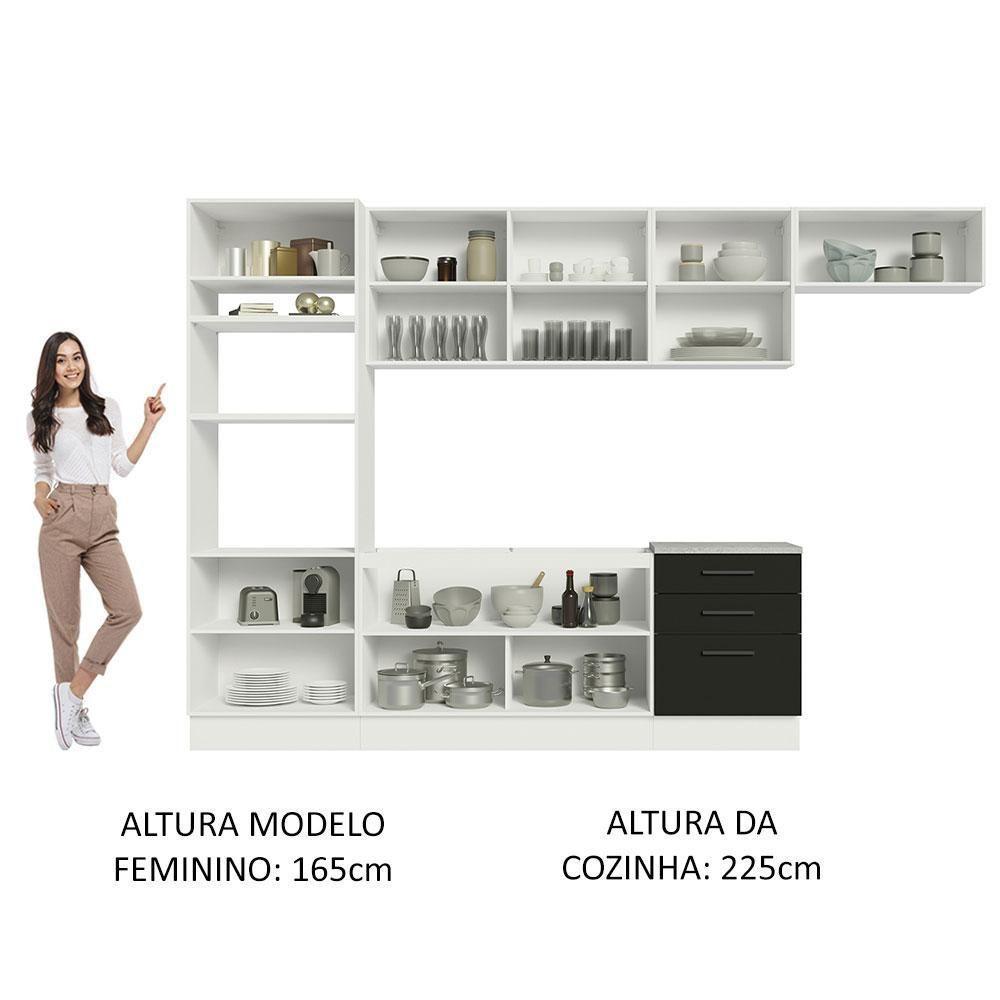 Cozinha Completa 330001 Com Armário E Balcão Branco/Preto - 7