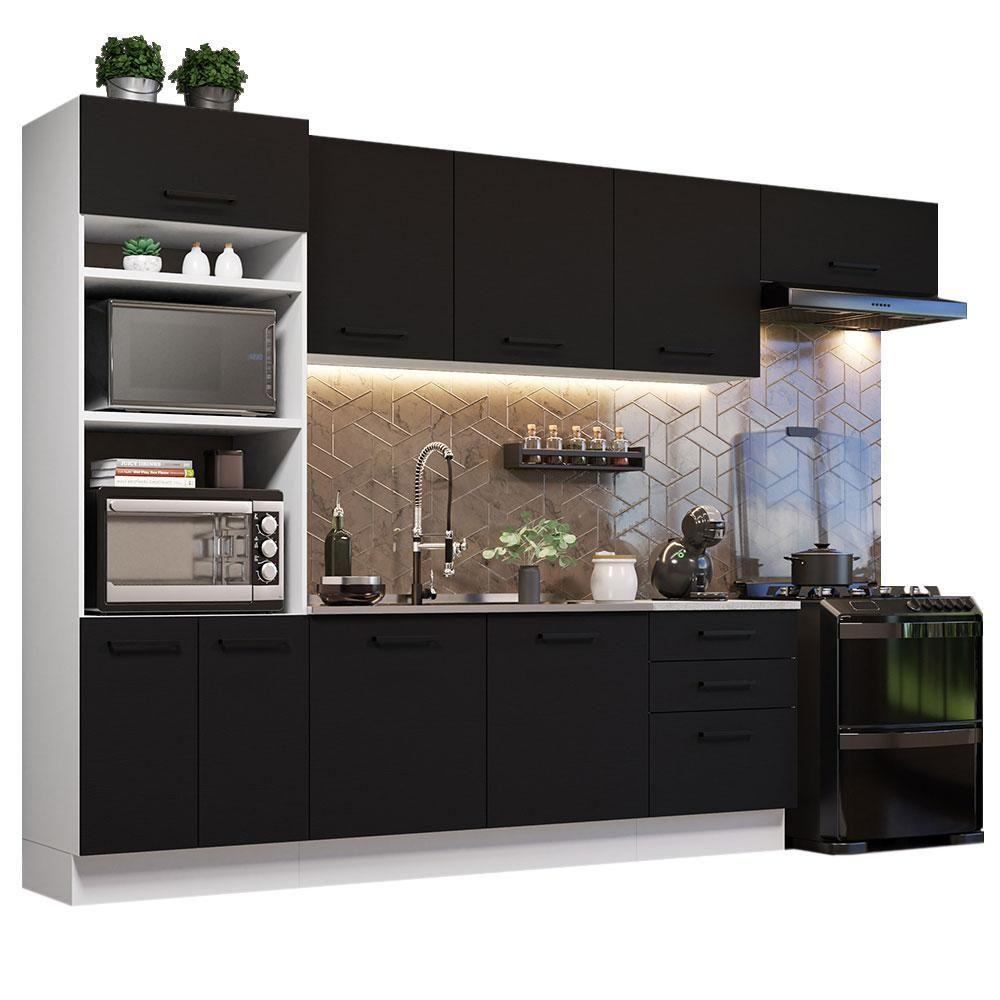 Cozinha Completa 330001 Com Armário E Balcão Branco/Preto - 10