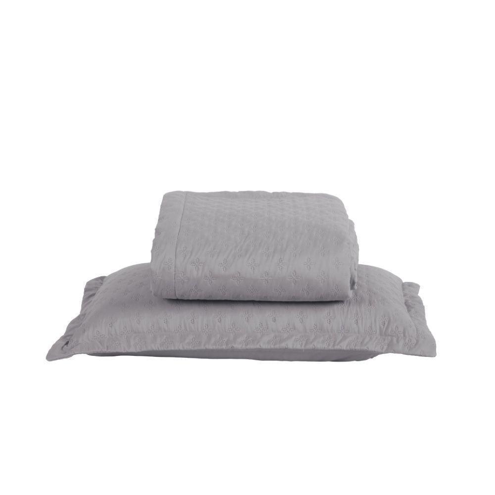 Kit Cobre Leito Colcha Select Solteiro 2 Peças Matelado Dupla Face Microfibra - Cinza - 100% Poliéster - 8