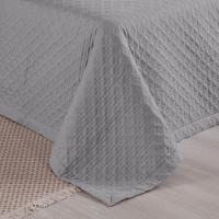 Kit Cobre Leito Colcha Select Solteiro 2 Peças Matelado Dupla Face Microfibra - Cinza - 100% Poliéster