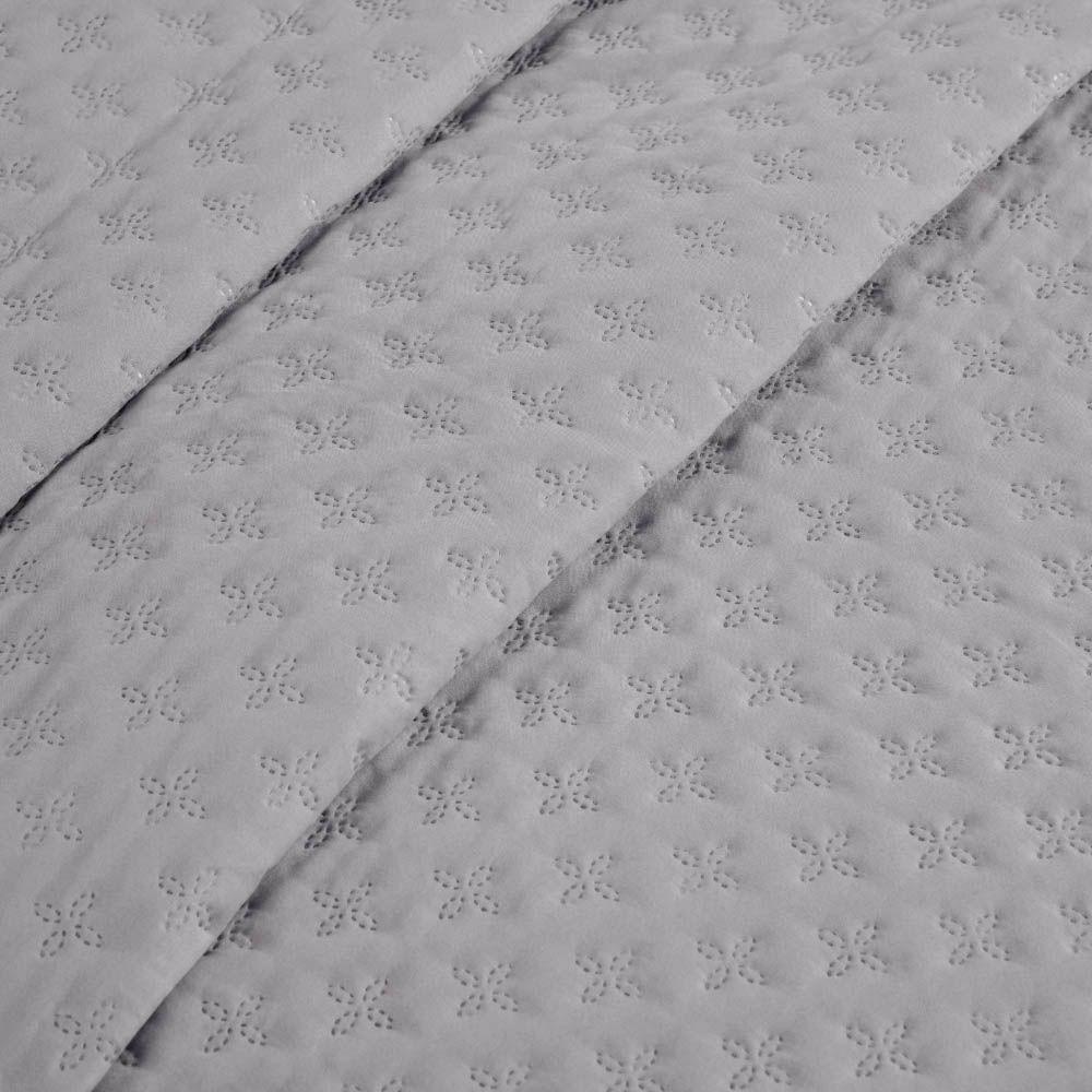 Kit Cobre Leito Colcha Select Queen 3 Peças Matelado Dupla Face Microfibra - Cinza - 100% Poliéster - 5