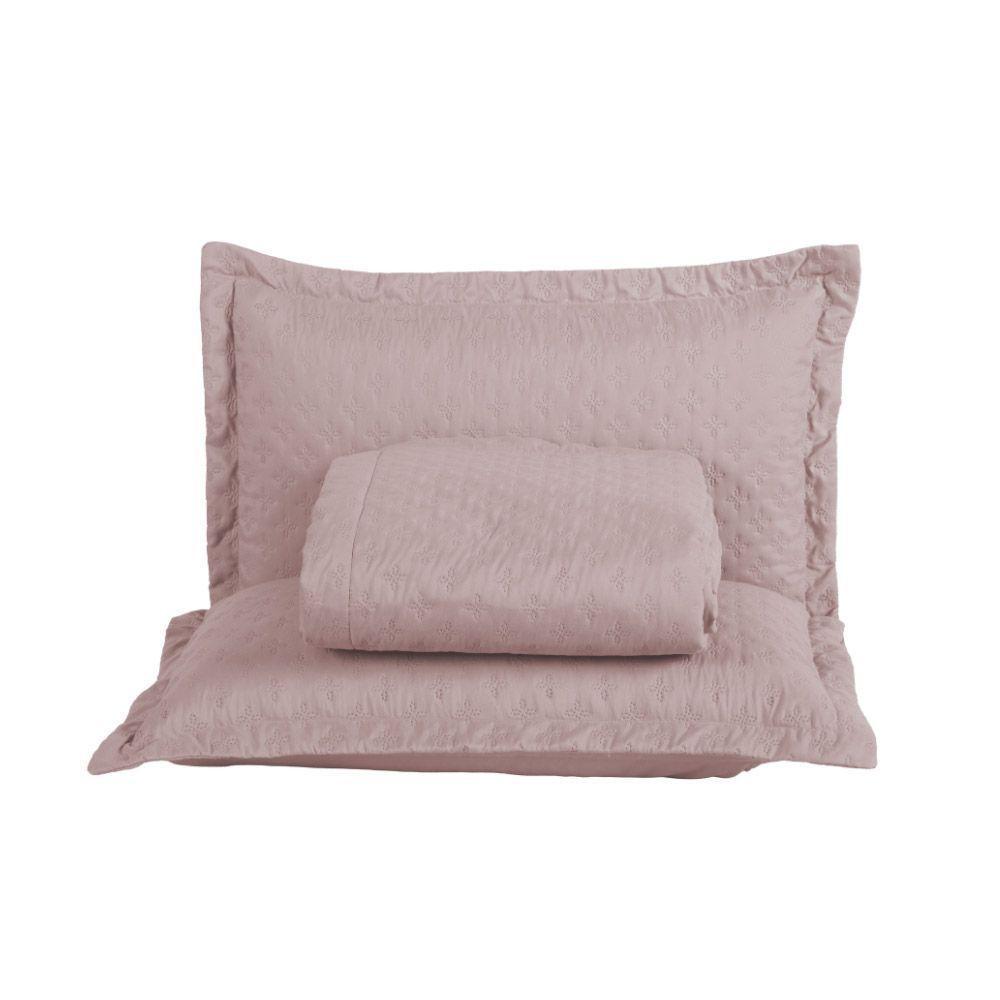Kit Cobre Leito Colcha Select Queen 3 Peças Matelado Dupla Face Microfibra - Rose - 100% Poliéster - 8