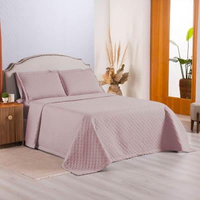 Kit Cobre Leito Colcha Select Queen 3 Peças Matelado Dupla Face Microfibra - Rose - 100% Poliéster