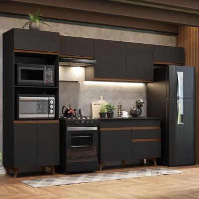 Cozinha Completa Madesa Reims 330001 Com Armário E Balcão Preto
