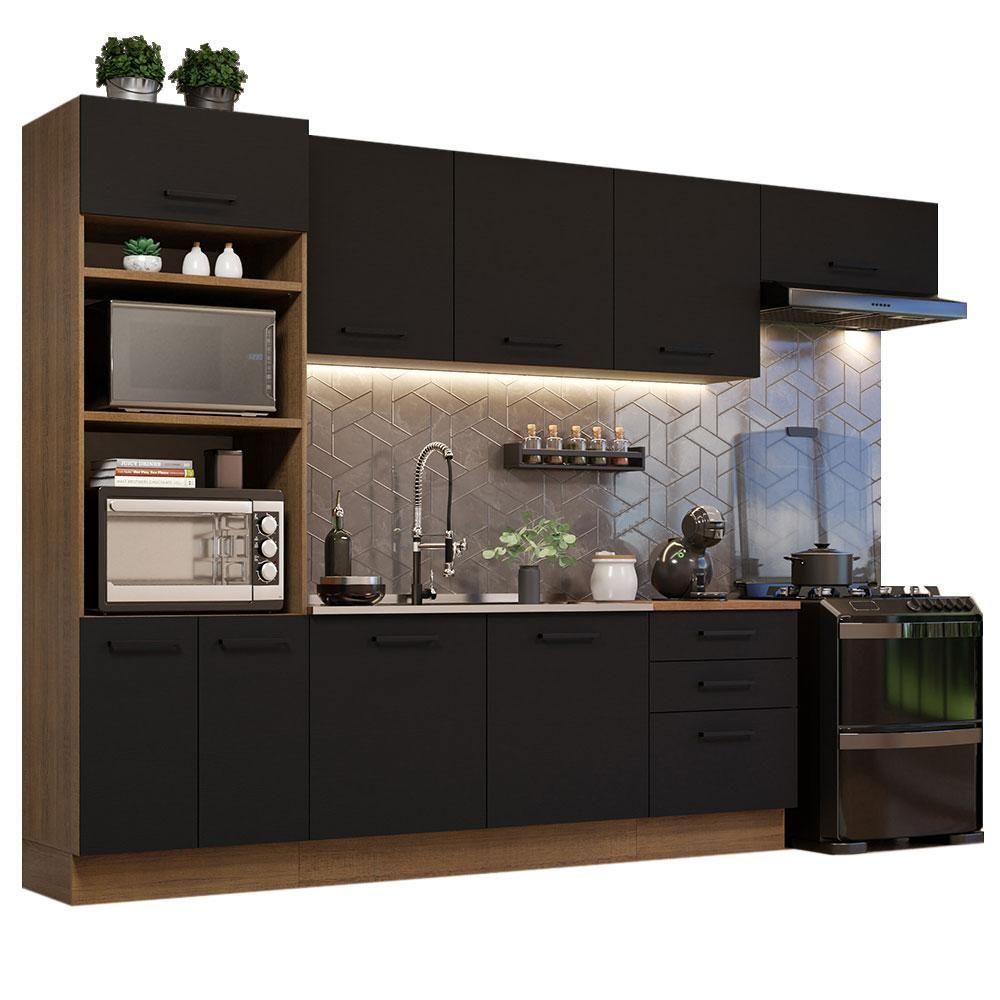 Cozinha Completa 330001 Com Armário E Balcão Rustic/Preto - 10