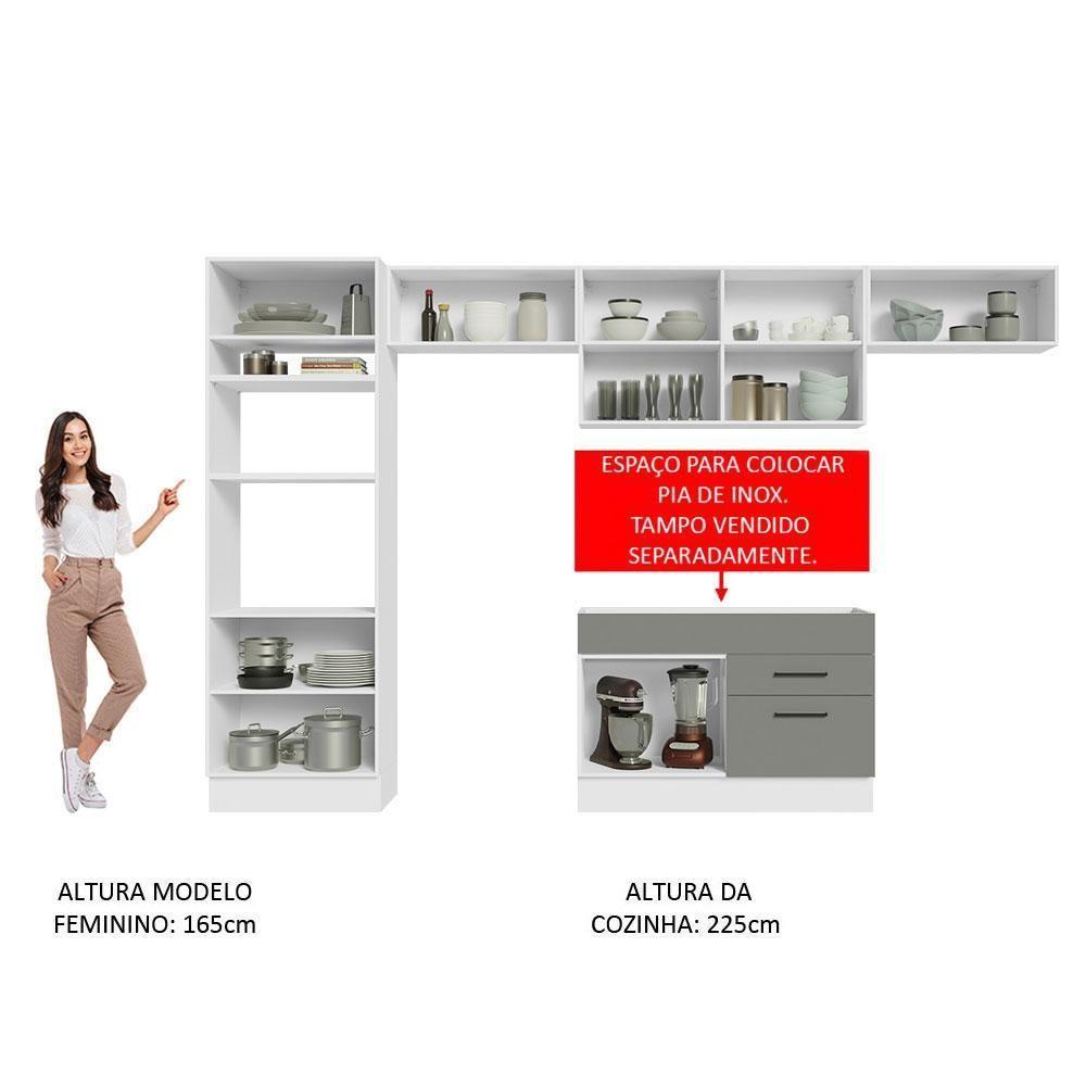 Cozinha Completa 350001 Com Armário E Balcão Branco/Cinza - 7