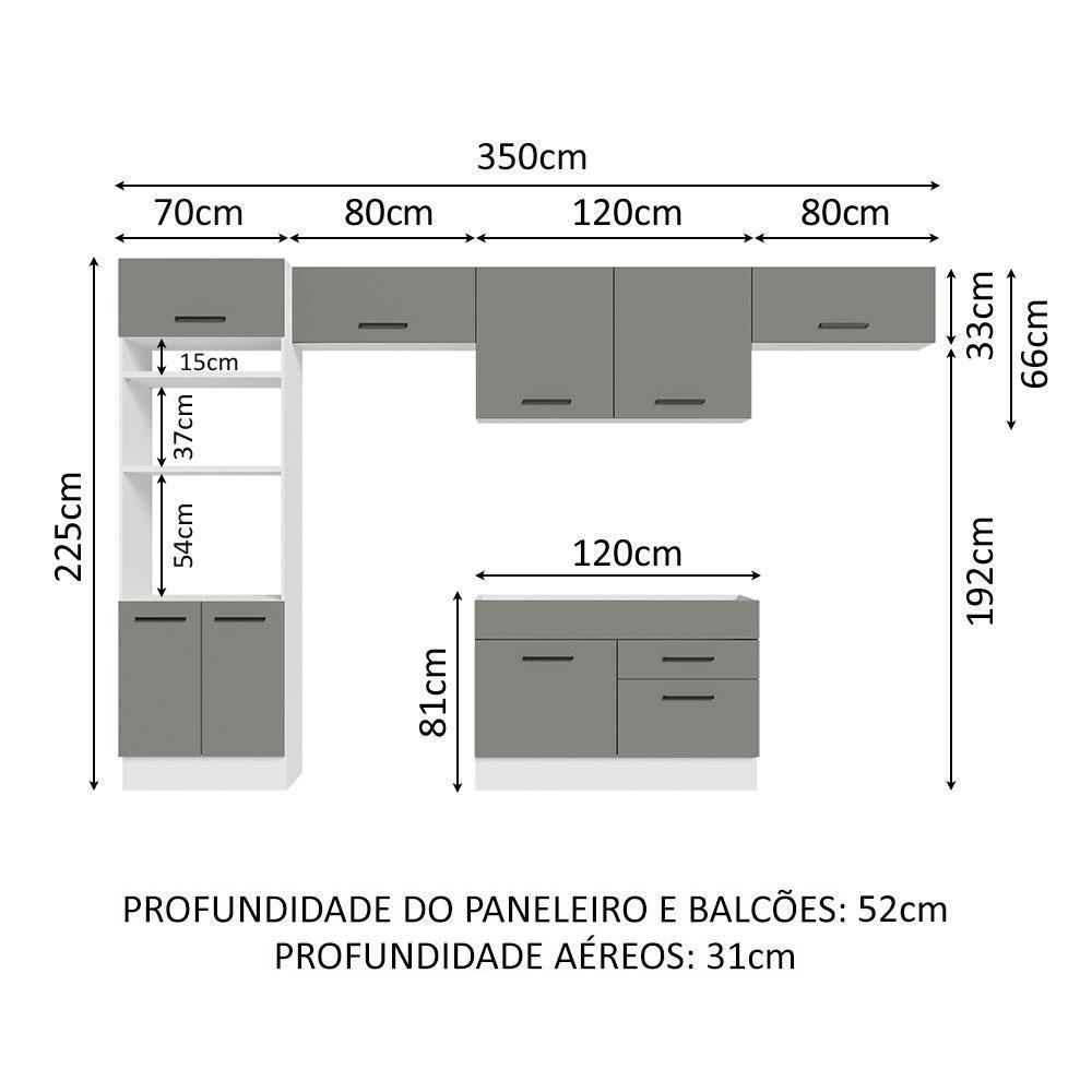 Cozinha Completa 350001 Com Armário E Balcão Branco/Cinza - 9