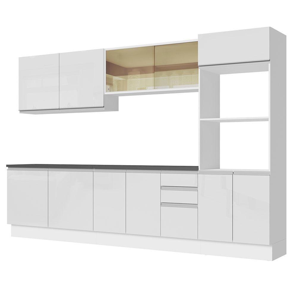 Cozinha Completa 310001 Com Armário E Balcão Branco Brilho - 2