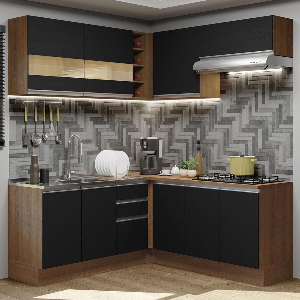 Cozinha Completa 349001 Com Armário E Balcão Rustic/Preto - 1
