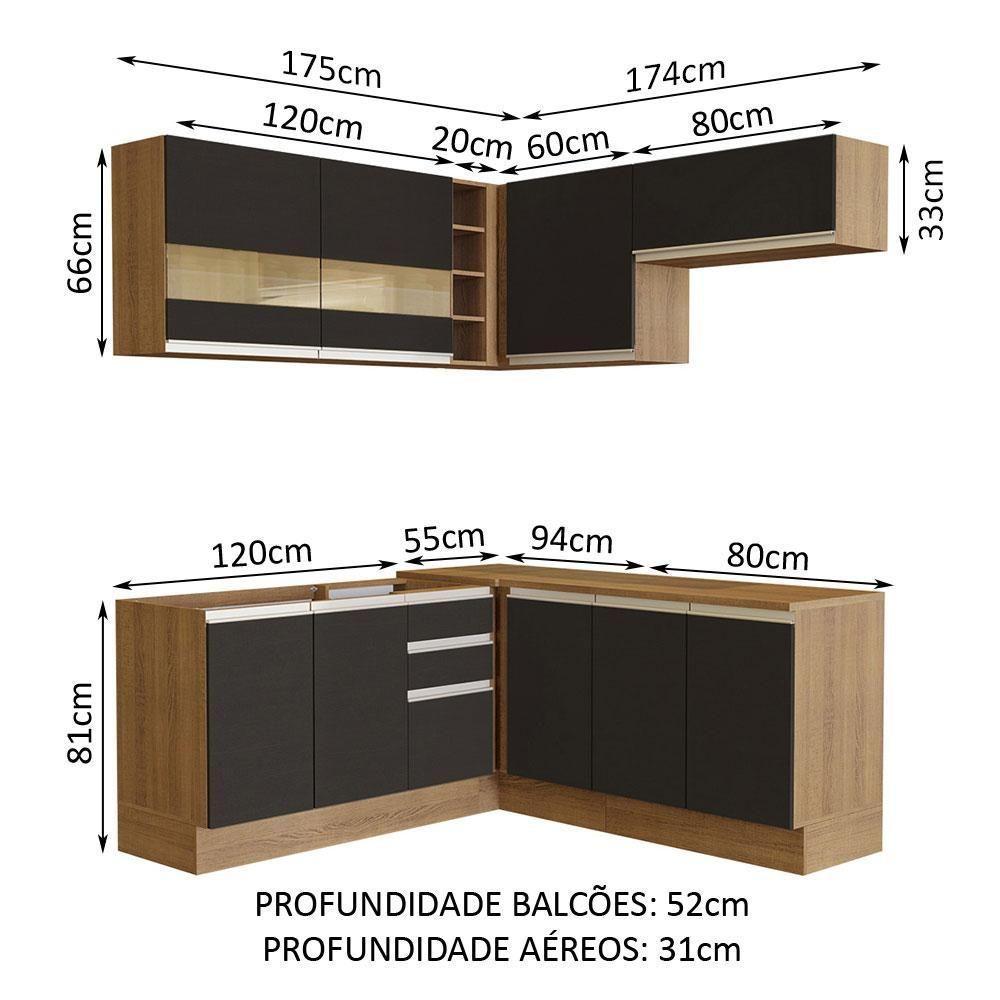 Cozinha Completa 349001 Com Armário E Balcão Rustic/Preto - 9