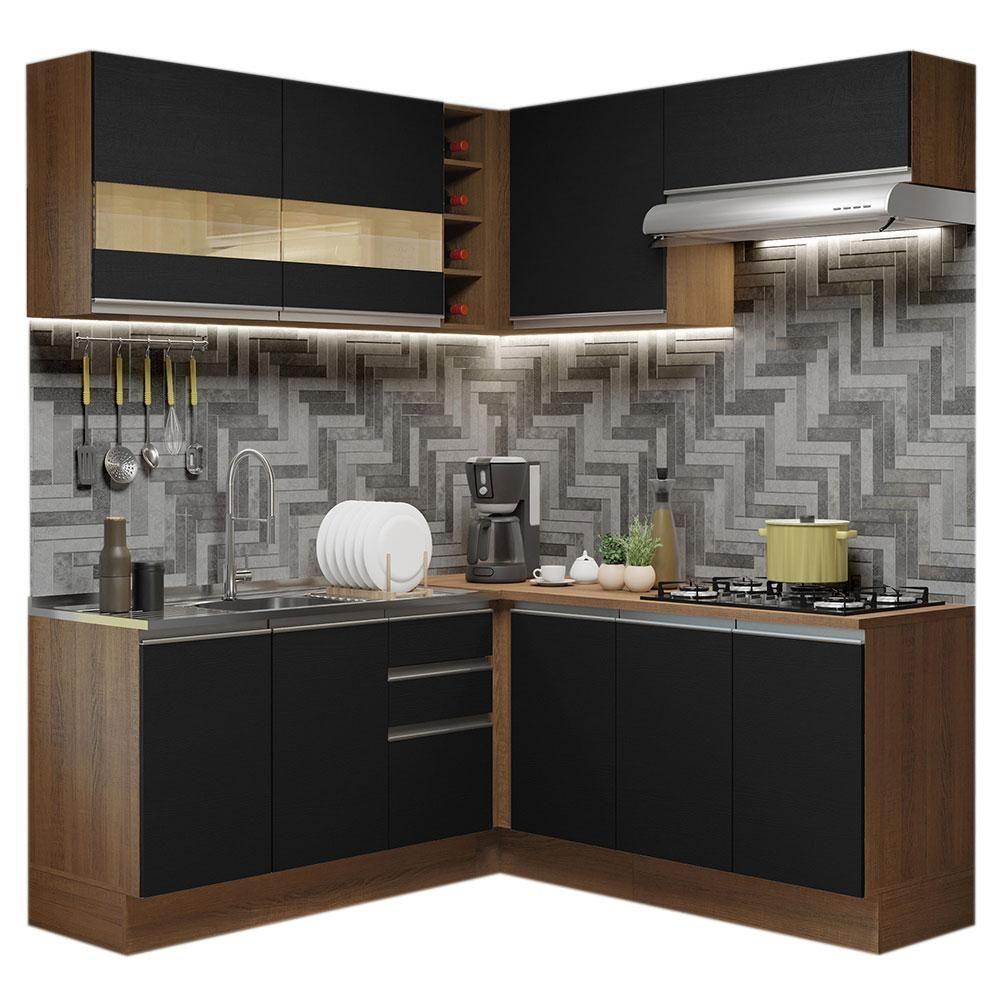 Cozinha Completa 349001 Com Armário E Balcão Rustic/Preto - 10