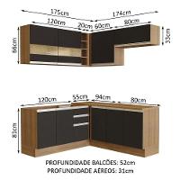 Cozinha Completa 349001 Com Armário E Balcão Rustic/Preto - 9