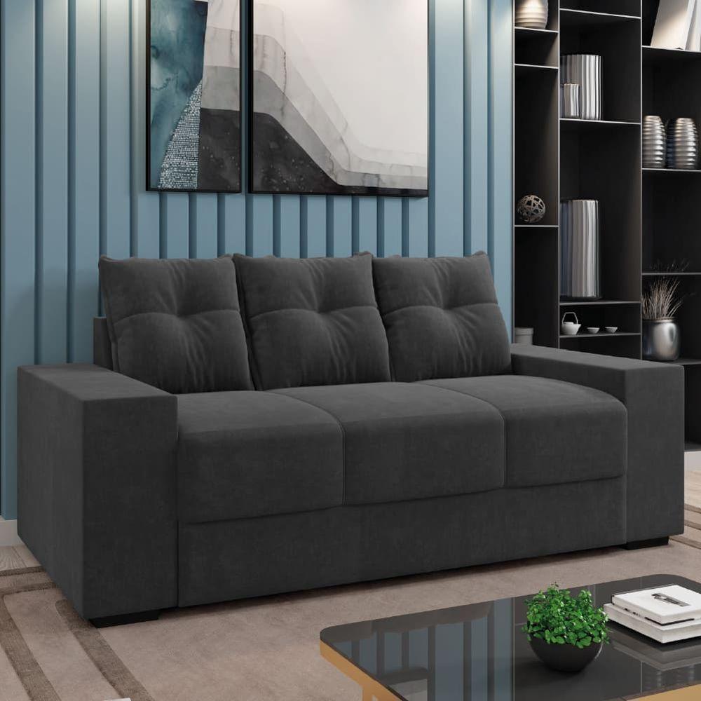 Sofá Namoradeira 3 Lugares 1,70m Ibiza Suede Selmer Cinza - 2