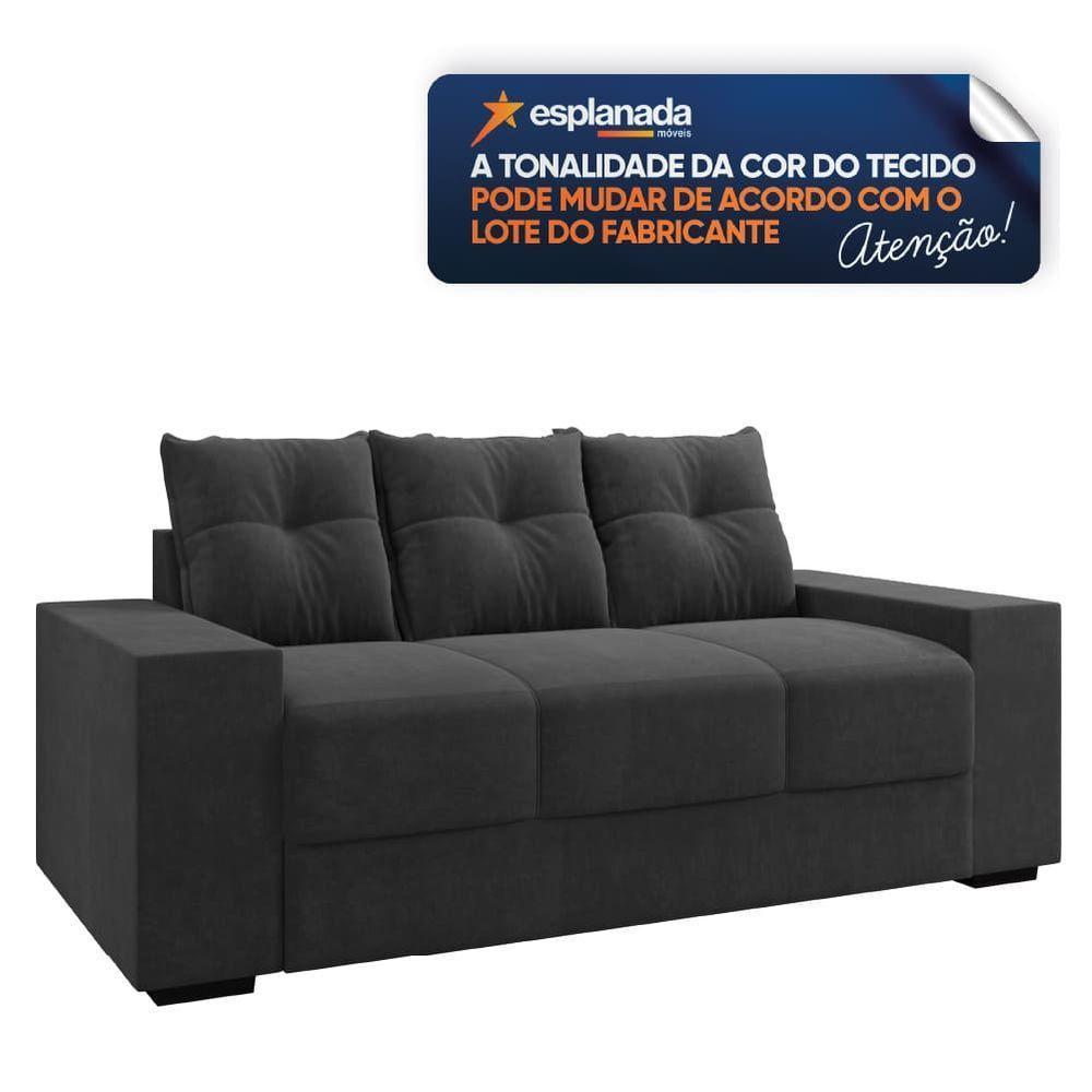 Sofá Namoradeira 3 Lugares 1,70m Ibiza Suede Selmer Cinza - 5