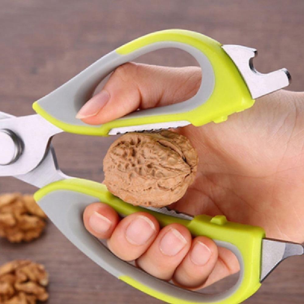 Tesoura Culinaria Profissional Multifuncoes 6 Em 1 Faca Descasca Corta Quebra Nozes Abre Garrafa Em Aco Inox Desmontavel - 6