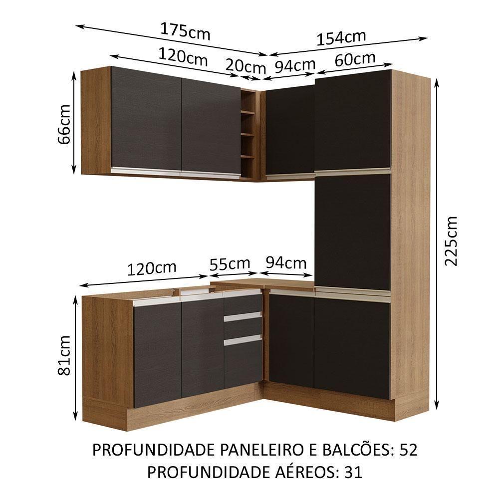 Cozinha Completa 329001 Com Armário E Balcão Rustic/Preto - 9