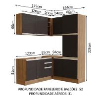 Cozinha Completa 329001 Com Armário E Balcão Rustic/Preto - 9