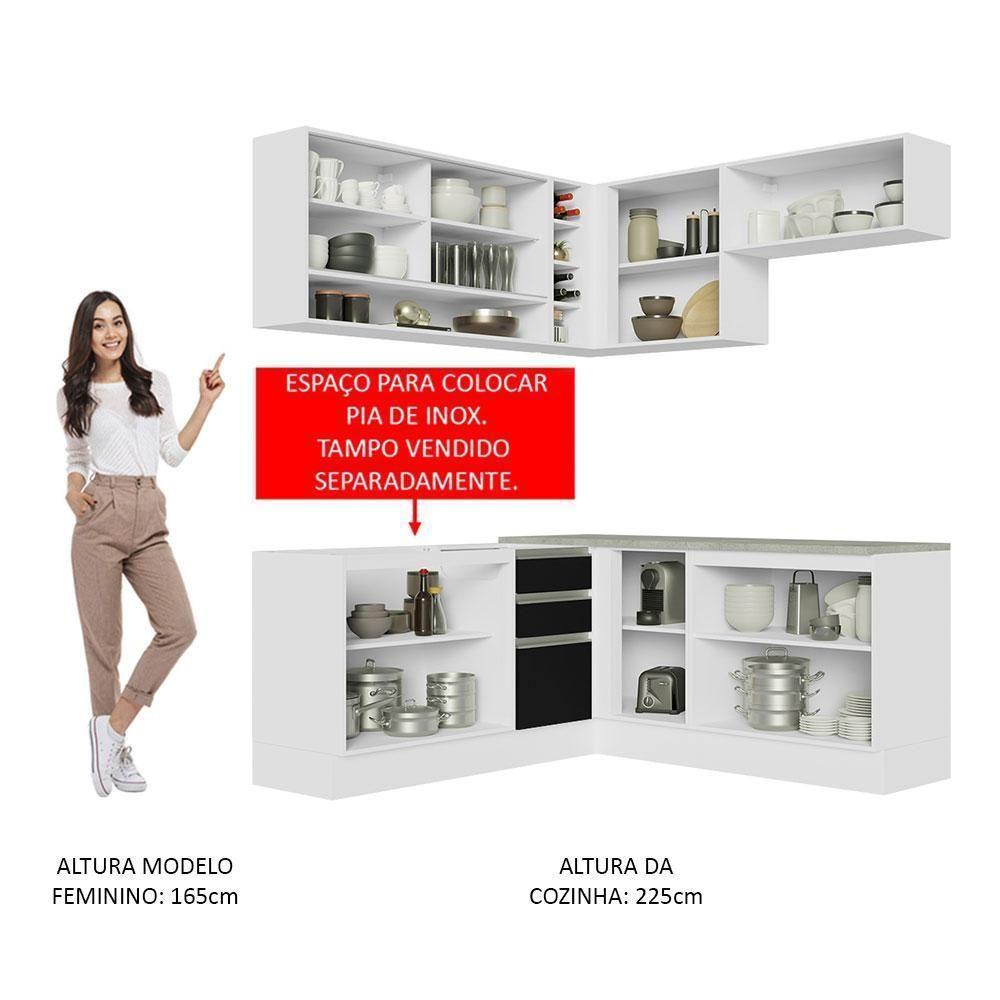 Cozinha Completa 349002 Com Armário E Balcão Branco/Preto - 7
