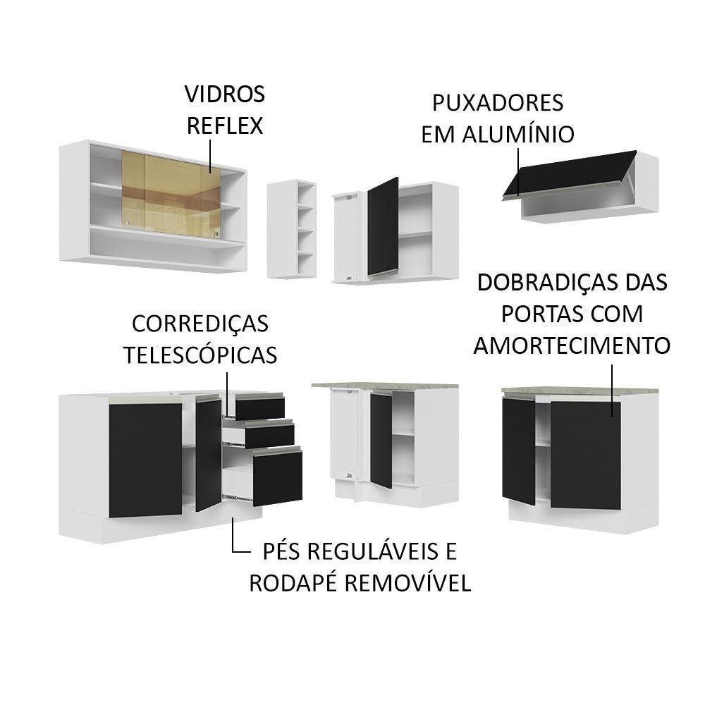 Cozinha Completa 349002 Com Armário E Balcão Branco/Preto - 8