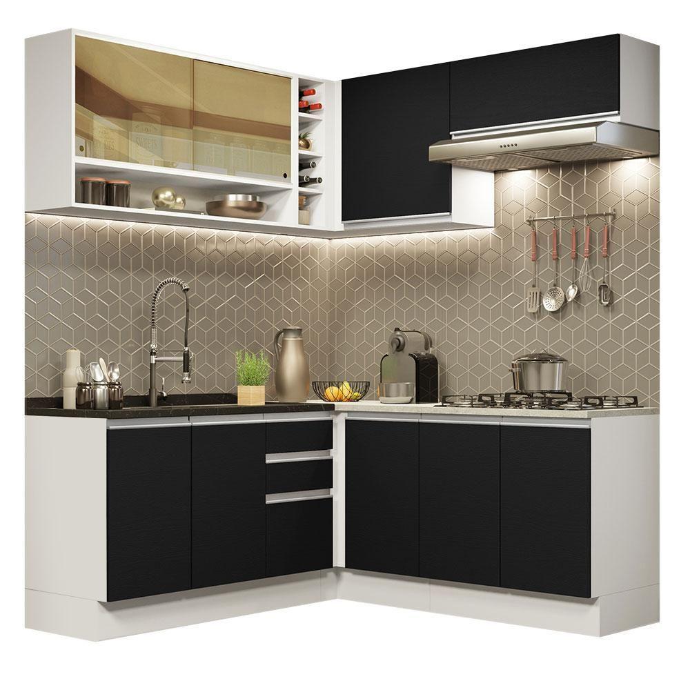 Cozinha Completa 349002 Com Armário E Balcão Branco/Preto - 10