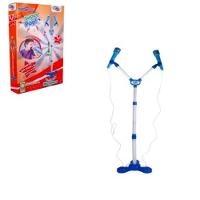 Kit Microfone Infantil Duplo Com Pedestal Conecta No Celular Som E Luz De Led Karaoke Rock Hero Squad Menino - 2