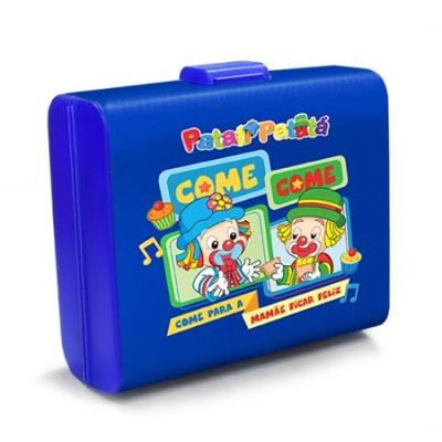 Lancheira Escolar Infantil Patati Patata Marmita 3 Divisorias Pote Duplo Passeio Com Trava Azul