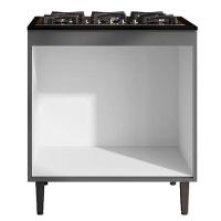 Balcão Com Tampo Para Cooktop 5 Bocas 2 Portas Andréia Cinza- Ajl Móveis - 3