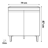 Balcão Com Tampo Para Cooktop 5 Bocas 2 Portas Andréia Cinza- Ajl Móveis